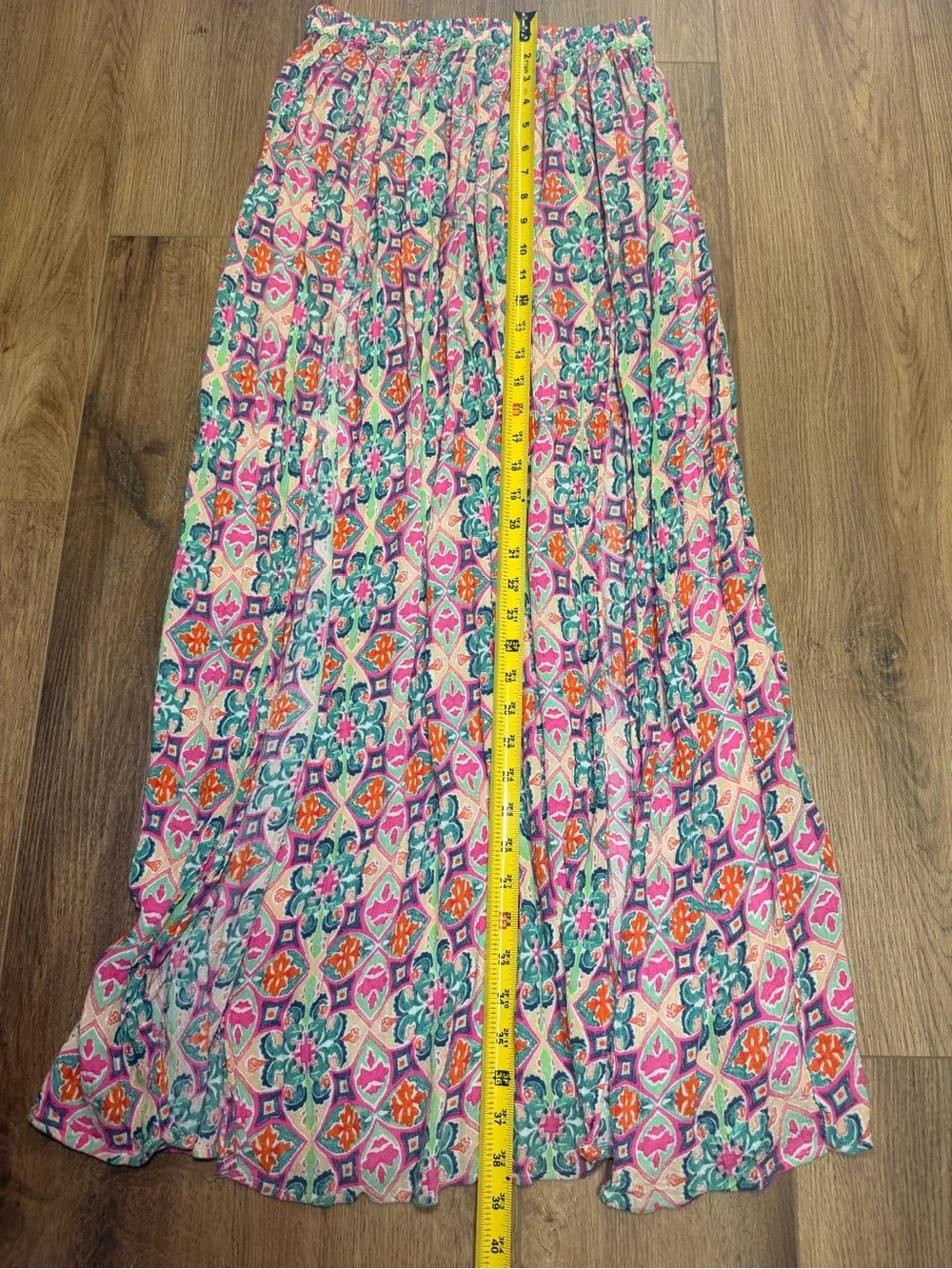 ASOS Frill Beach Mosaic Tile‎ Swim Cover Maxi Skirt Double Front Slits US 6 Boho